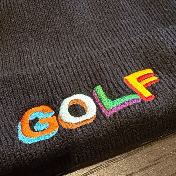 Tyler the Creator GOLF Black Knit Beanie with Colorful Embroidery - Picture 2 of 3